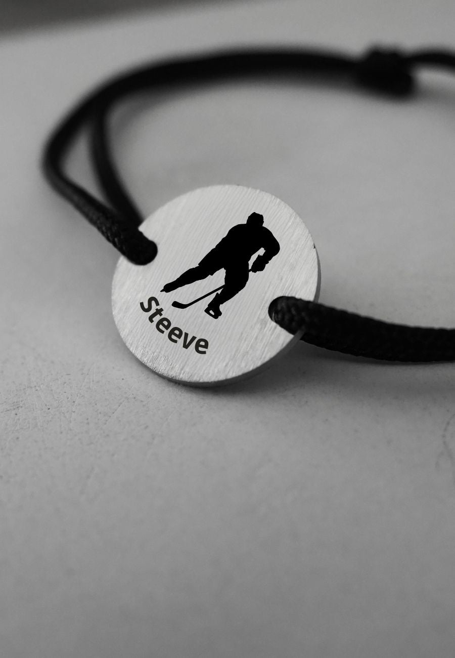 Bracelet Hockey sur Glace - Silhouette Hockeyeur