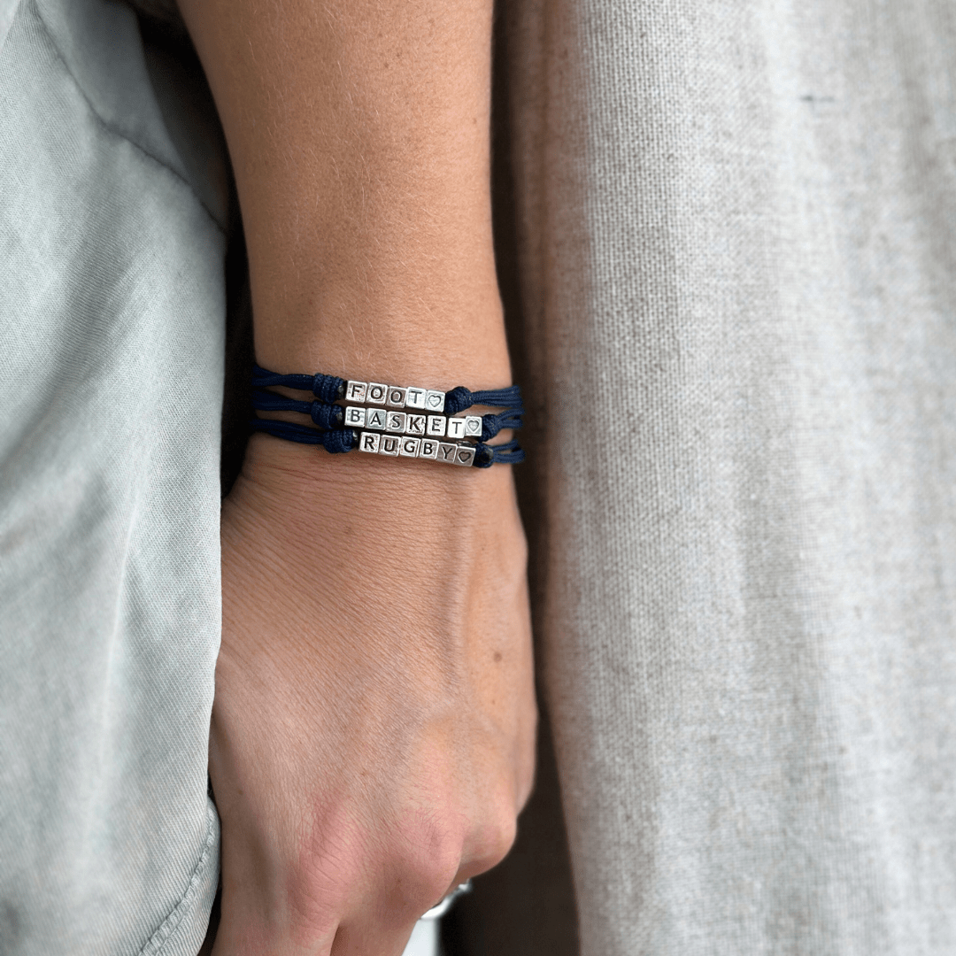 Bracelet Lettres - TENNIS - Cubes argentés