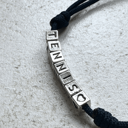 Bracelet Lettres - TENNIS - Cubes argentés