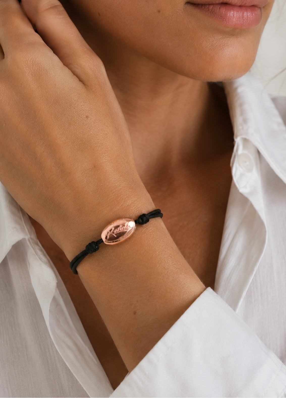 Bracelet Cordon Rugby | Rose Gold