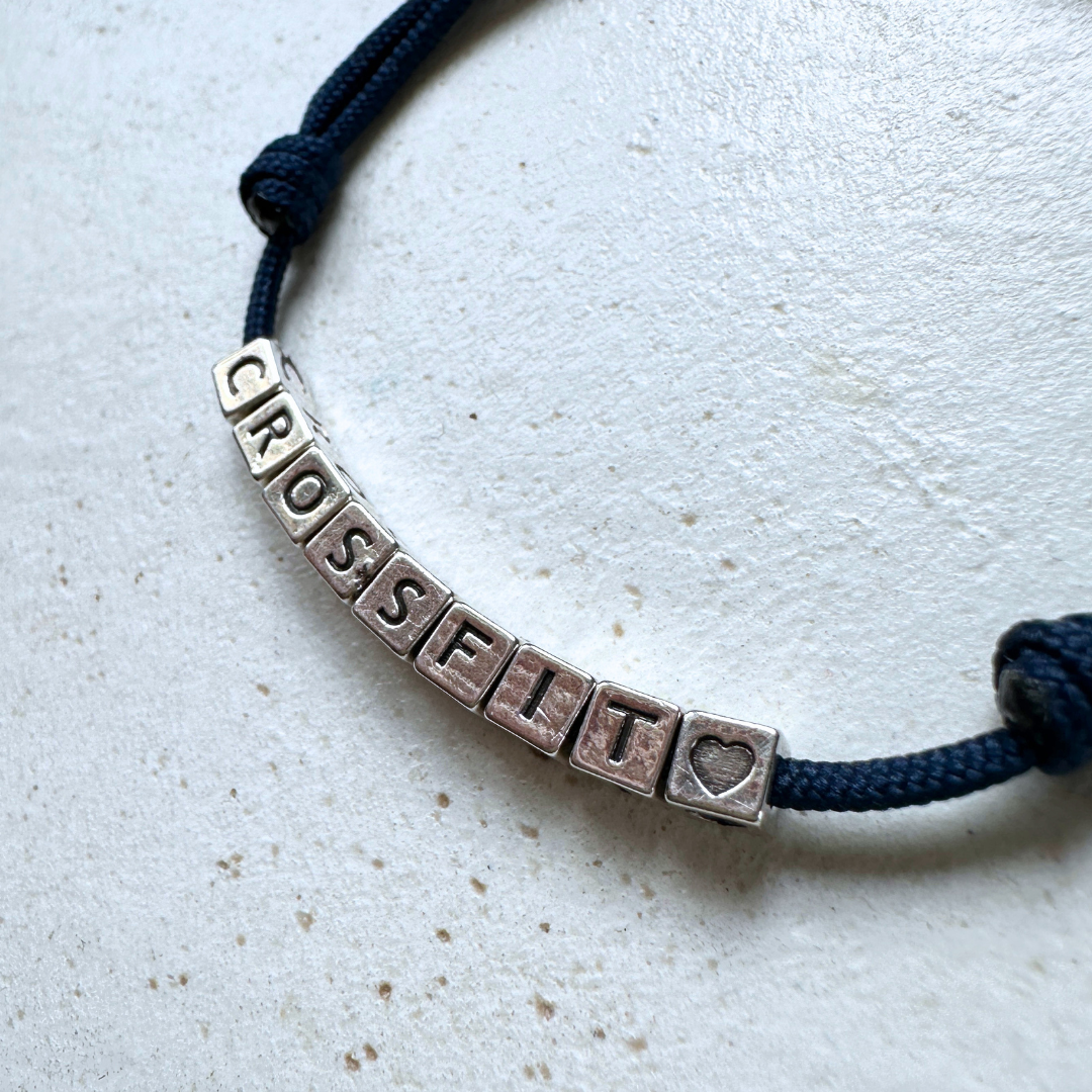 Bracelet Lettres - CROSSFIT - Cubes argentés