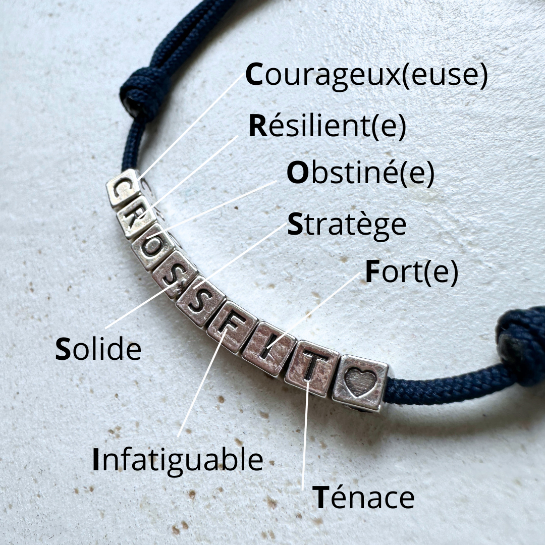 Bracelet Lettres - CROSSFIT - Cubes argentés