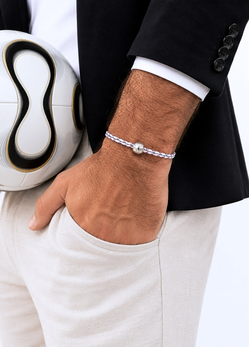 Bracelet Cordon Football  | Silver