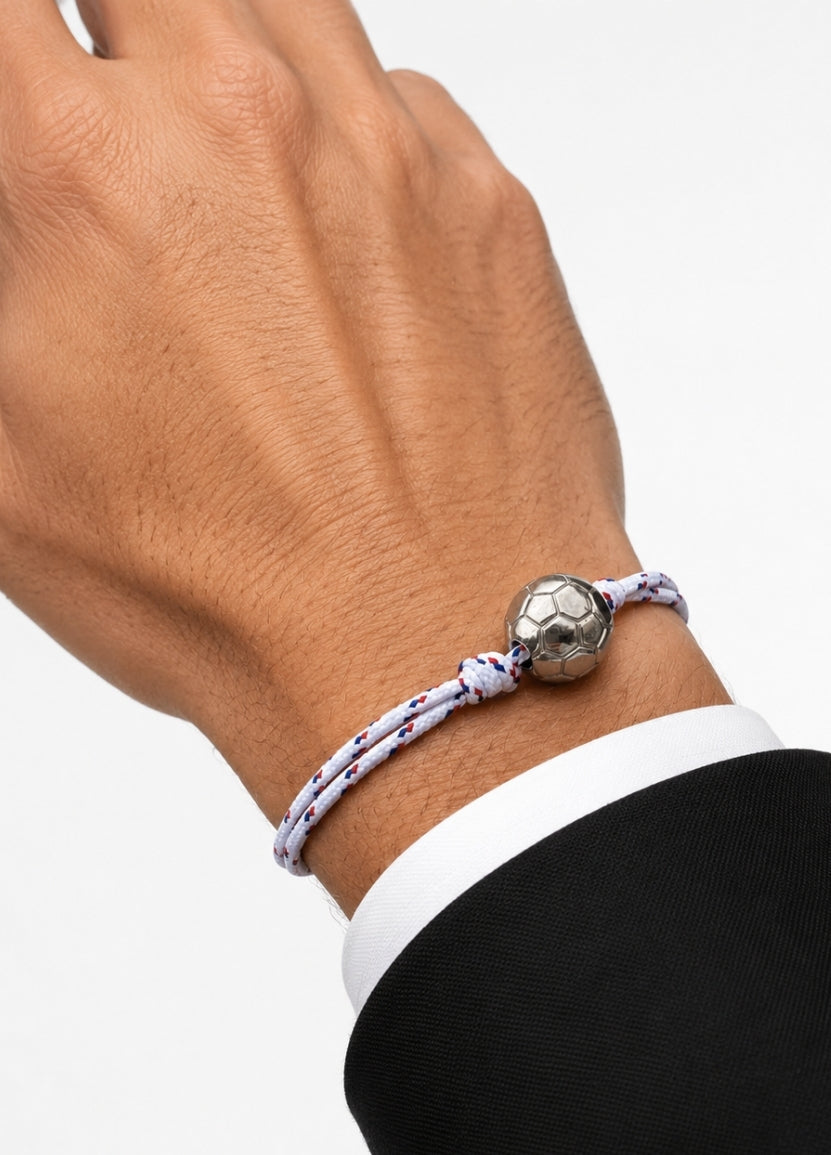 Bracelet Cordon Football  | Silver