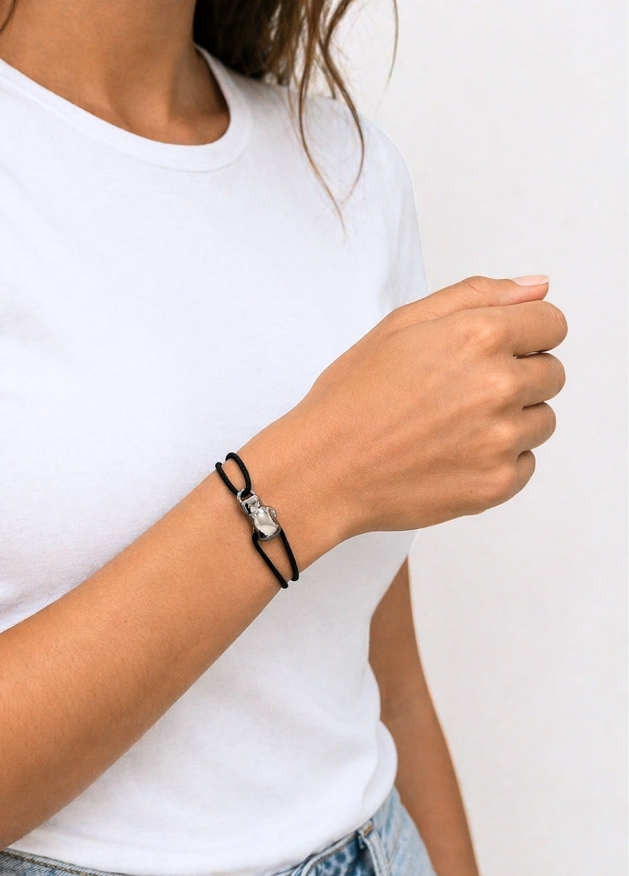 Bracelet Cordon Gant de Boxe | Plaqué Argent