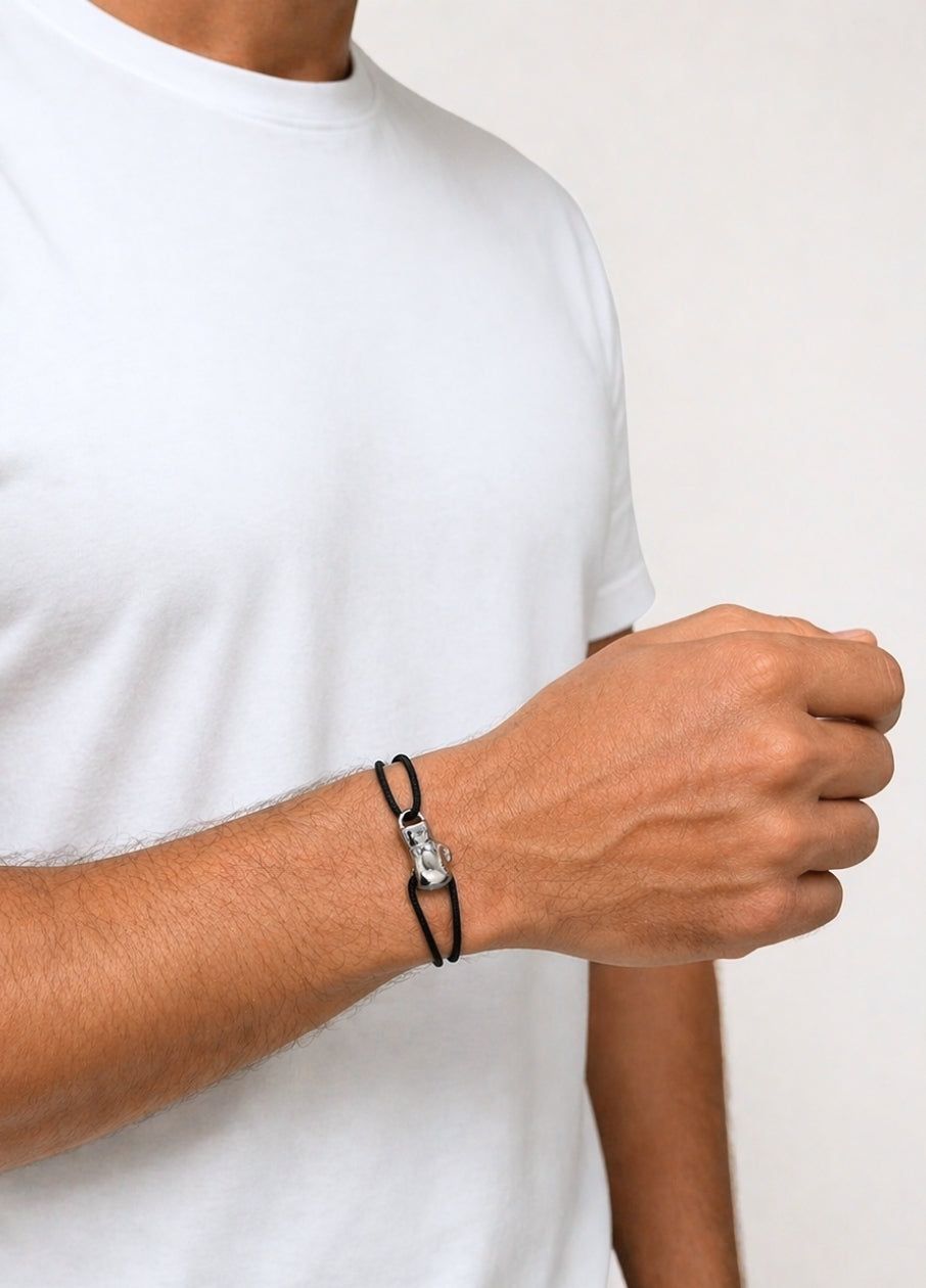 Bracelet Cordon Gant de Boxe | Plaqué Argent