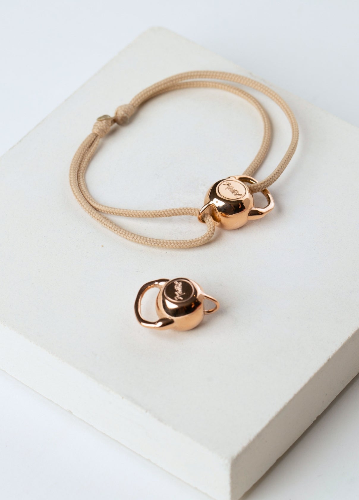 Bracelet cordon Kettlebell | Rose Gold