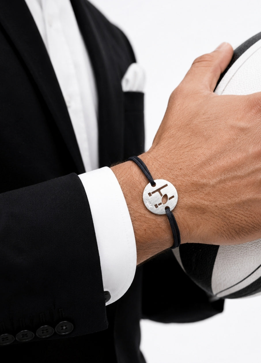 Bracelet Cordon MyRugby Ovalie | Silver